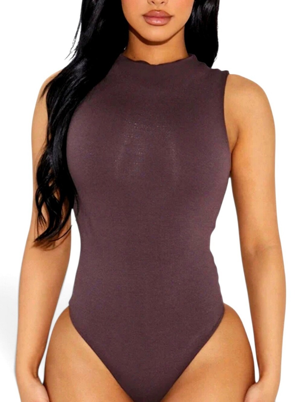 Naked Wardrobe Sculpted Streetwear Thong Bodysuit Brown Size S NWT Sleeveless - Picture 11 of 15